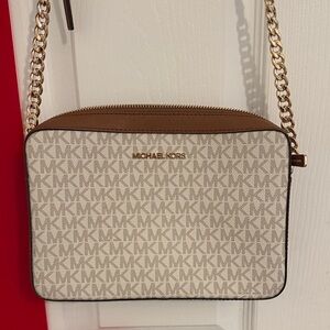 Michael Kors Cream and Tan Crossbody Bag